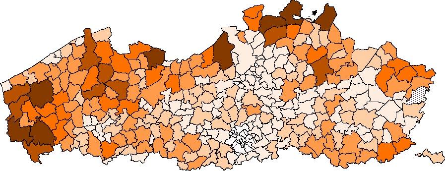 Klimaatverandering Achtergronddocument Figuur 25: Totale directe N 2 O-emissie per gemeente uit akkers en tijdelijke graslanden (Vlaanderen, 1990) Kaart is het resultaat van modellering met behulp