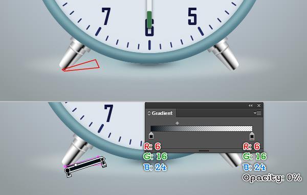 Breng vervolgens een 2px Gaussiaans vervagingseffect op de resulterende vorm aan en verberg het achter de klok.