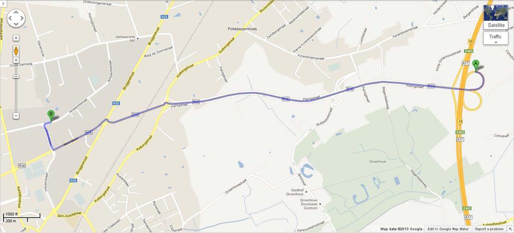 BIJLAGE 1: Routeplan wegbeschrijving naar Ambachtstraat, industriezone Noord zone E (zie ook bewegwijzering) GPS-coördinaten: N 51 04 36.64 O 3 06 21.