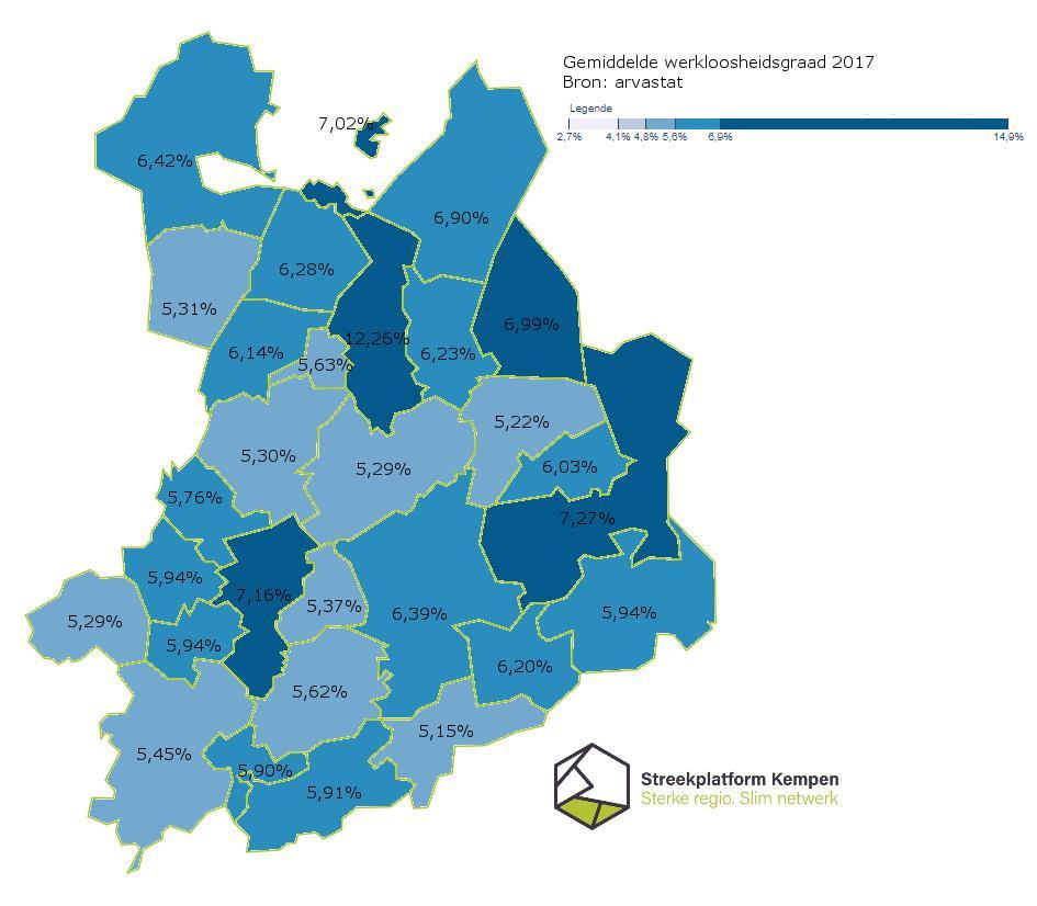 De gemeente Laakdal is met 5,15% de gemeente met de laagste werkloosheidsgraad binnen het Streekplatform Kempen.