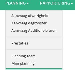 5.1 Scherm bij aanvragen (afwezigheid/dagrooster/additionele uren) Dit scherm bestaat ook uit 2 delen: aanvraag afwezigheid en je planning/prestaties.