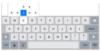 Tekst invoeren Tik in een tekstveld om het schermtoetsenbord weer te geven en tik vervolgens op het toetsenbord.