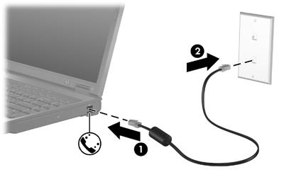 Modemkabel aansluiten WAARSCHUWING Sluit geen modem- of telefoonkabel aan op een RJ-45- netwerkconnector, om het risico van een elektrische schok, brand of schade aan de apparatuur te beperken.