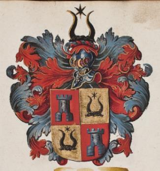 Dekkleden: blauw en rood. P22 fol 007r Guilielmus Martini,s.l., ca 1610, jurist.