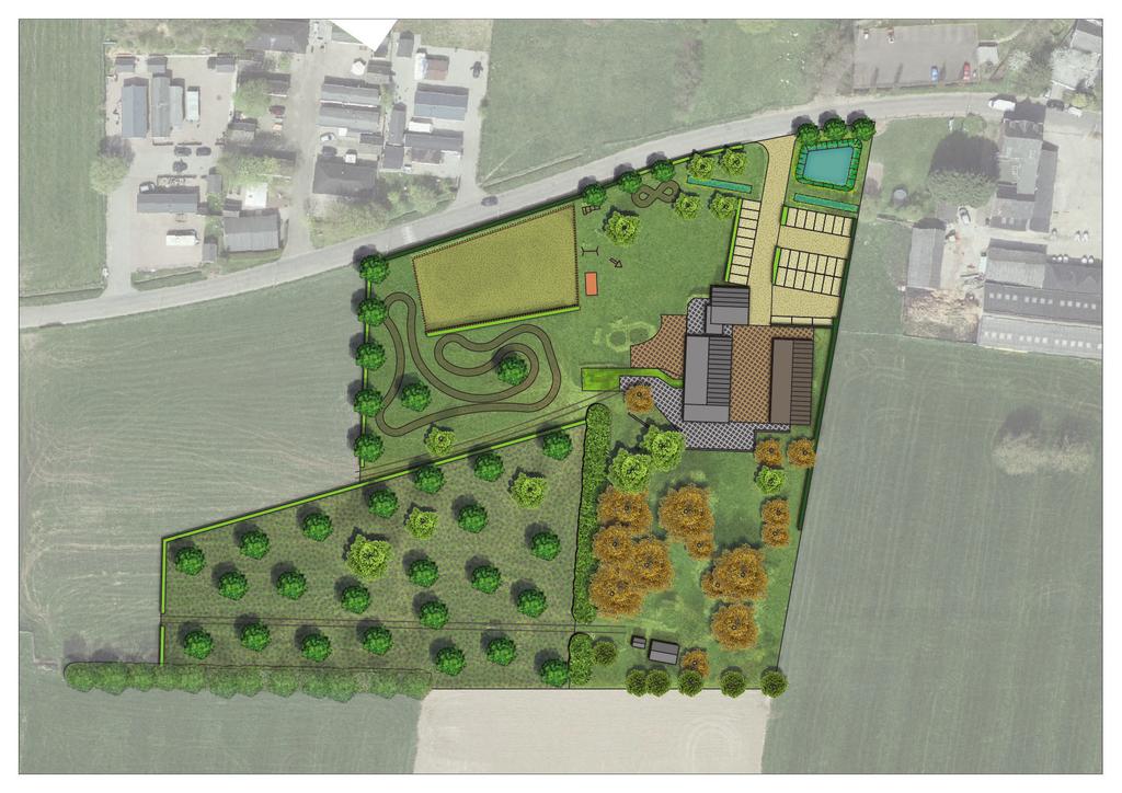 Bestaande bomen voorzijde Aanvullen haag Limburgse haag Aanplant bomen Eiken 1. Paardenkastanje 2. Walnoot 3. Sier kastanje 4. Pruim 5.