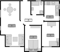 Montagelocatie Voorbeeld voor een woning : Minimale bescherming: een rookmelder in gang resp.