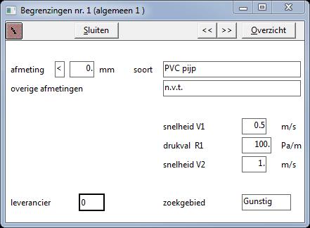 Wandruwheid x 10-^5 [x 10-^5 m] Wandruwheid van het leidingdeel. Wanneer 0.25 mm de wandruwheid van de leiding is, is de in te vullen waarde van 25.