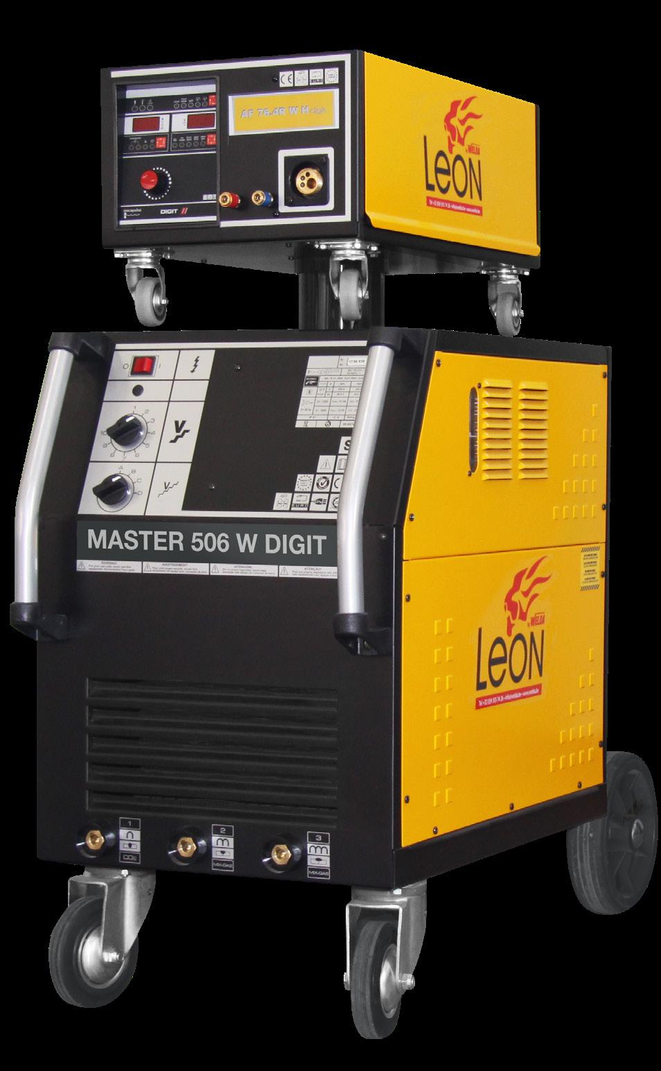 art. n. ELC M506WMDIG LEON MASTER 506 W DIGIT PROFESSIONEEL MIG MAG LASTOESTEL Deze 500 ampère MIG/MAGlasmachine met draadaanvoerkast is voorzien van een digitale precisieregeling.