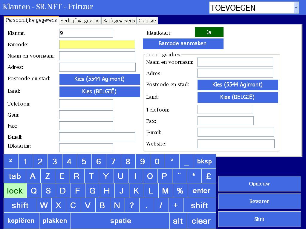 SR.NET - Gegevens beheren in de SR.NET Software Indien u wenst kan er gebruik gemaakt worden van een klantenbestand.