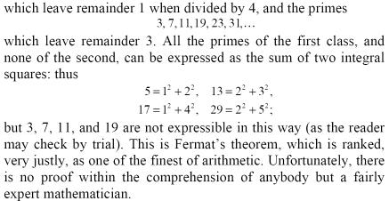 even getal unnen we voorstellen door 2 bijvoorbeeld, en een oneven getal door 2m We hebben dan voor de som van de wadraten: (2) 2 (2m ) 2 = 4 2 (4m 2 4m ) = 4( 2 m 2 m), 640 Pierre de Fermat (60 665)