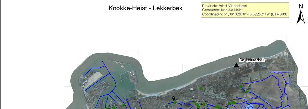 rioleringskaart van een deel van Knokke-Heist en Zeebrugge