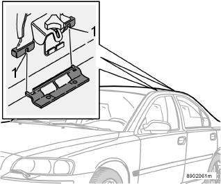Starten en rijden Lading op het dak Lastdrager monteren Zorg dat u de lastdrager in de juiste positie aanbrengt (zie de aanduiding op de sticker onder de dekkap).