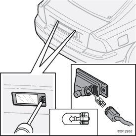 Onderhoud en service Gloeilamp kentekenplaatverlichting Kentekenplaatverlichting Schakel alle lichten uit en draai de contactsleutel in stand 0.