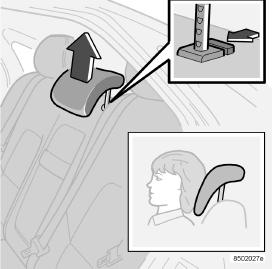 Interieur Achterbank Hoogte van hoofdsteun instellen Hoofdsteunen achterbank De middelste hoofdsteun van de achterbank kunt u in de hoogte afstellen op de lengte van de passagier.