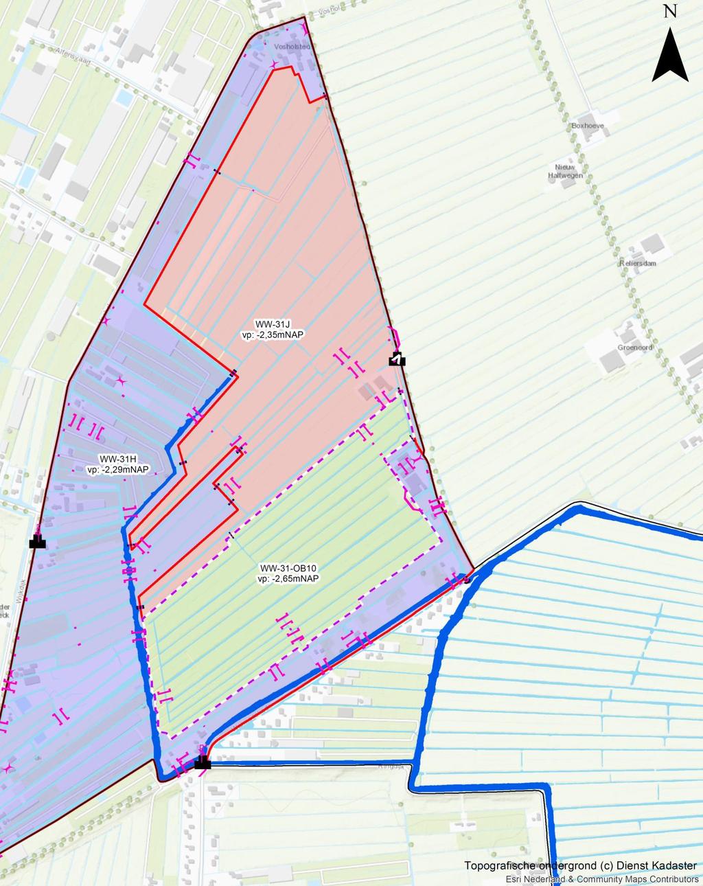 Figuur 3. Toekomstige situatie watersysteem de Wijk.