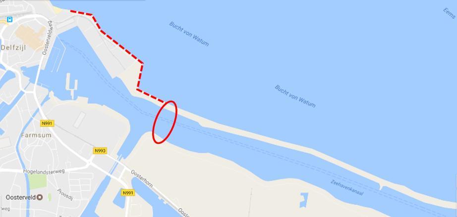 Alternatief 3 (-ZN): Sluis vergroten op huidige locatie en verleggen primaire waterkering Dit alternatief (zie Figuur 3.