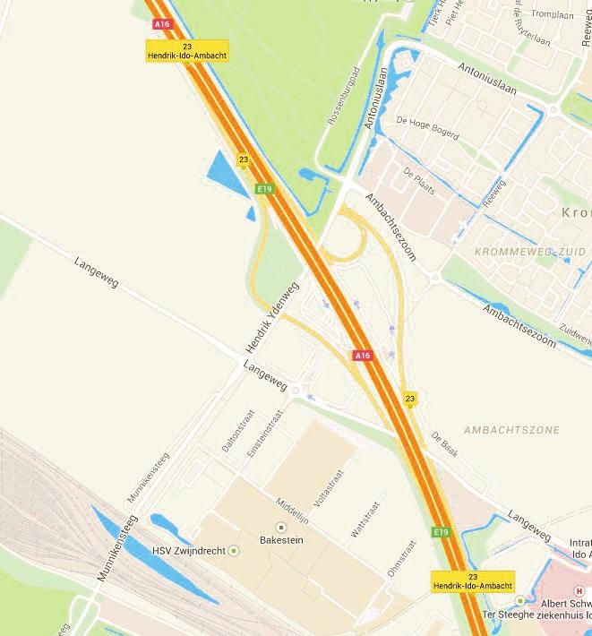 Van uit de richting Dordrecht / Breda Volg de A16 richting Rotterdam / Den Haag. Ter hoogte van Dordrecht neemt u de rechter tunnelbuis van de Drechttunnel.
