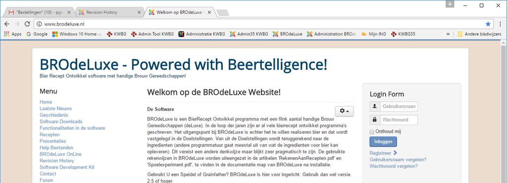 Menu Help www.brodeluxe.nl Via menu Help www.brodeluxe.nl wordt de gebruiker naar de website www.