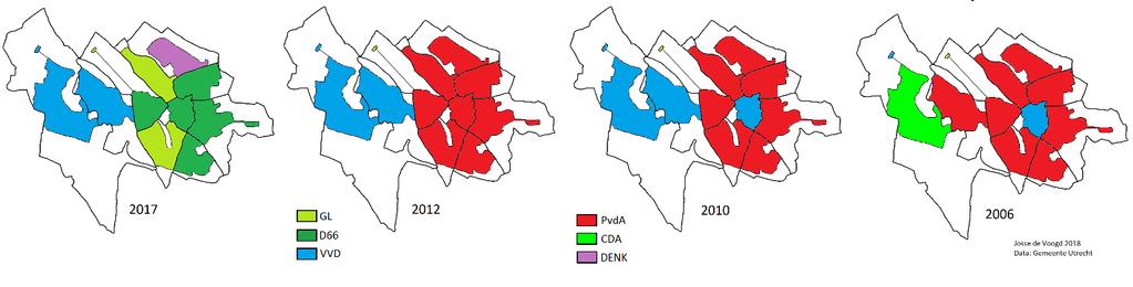 In 2006 won de PvdA in alle wijken behalve Vleuten De Meern, waar zij de positie van eerste partij moest delen met de lokale partij Burger en Gemeenschap.