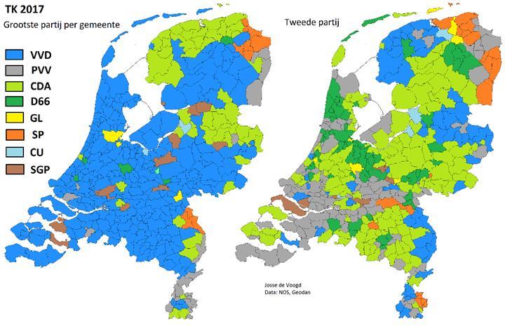Tegenover de meer op kennis gerichte Green Belt, waar D66 en GroenLinks vaak de grootste of tweede partij zijn, staan regio s als de Zuidvleugel van de Randstad en de noordrand