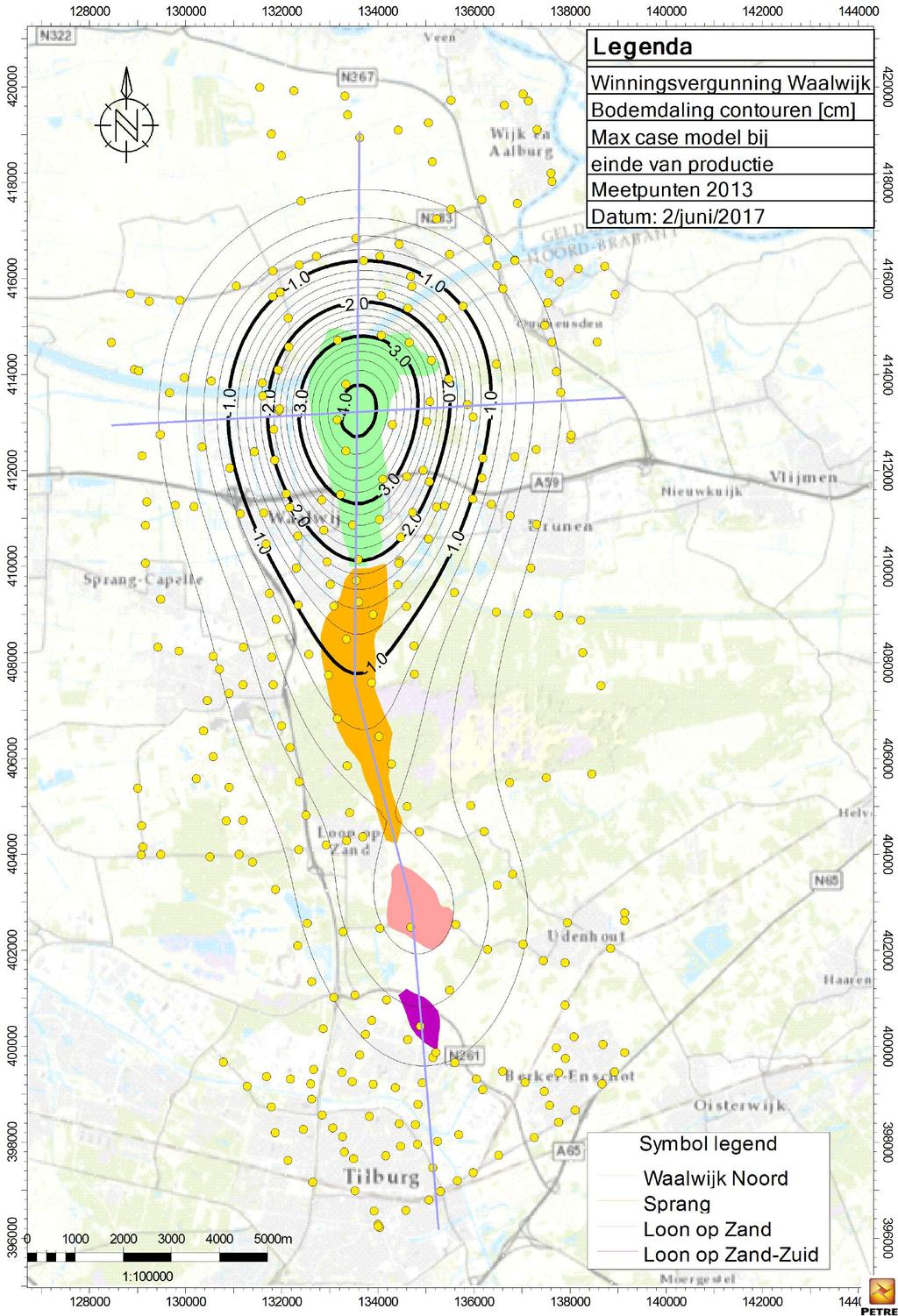 Bodemdaling [mm] 2 1 0-1 -2-3 -4-5 -6-7 Bodemdaling Compactie is wanneer productie drukdaling veroorzaakt en het resulteert in een kleine inzakking van het reservoir-gesteente.