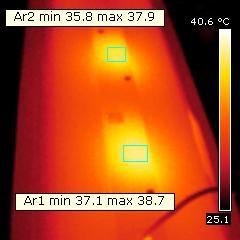 status lamp omgevingstemperatuur gereflecteerde schijnbare temperatuur camera > 2 uur aangestaan 24 graden C 24 graden C Flir BCAM emissiviteit 0.95 (1) meetafstand 0.