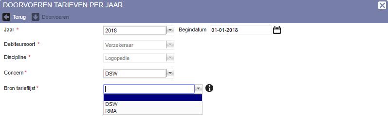 Ten slotte klikt u op de knop 'Terug' om naar het voorgaande scherm terug te keren en bovenstaande stappen voor een volgend concern uit te voeren.