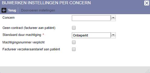 3 Stap 1 - Facturatie instellingen (Logo) De pop-up Bijwerken instellingen per concern verschijnt zodra u onder het Jaarwerk Stap 1. Instellingen aanklikt. Dit scherm ziet er uit zoals in figuur 5.