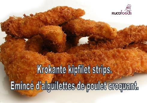 1 kg. ***Chicken filet strips(h)*** Krokante
