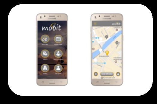 Mobit technologie: smartlock, app en cloudserver Het Mobit smartlock, de Mobit-app en Cloudserver laten de gebruiker toe om een fiets in de buurt te vinden en onmiddellijk te gebruiken door de