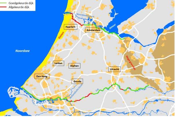 Bron 18: Kwaliteit van de dijken, volgens de controle van 2012-2013. Er kunnen verschillende dijkversterkingsmaatregelen uitgevoerd worden om de kans op een doorbraak te verminderen (Bron 19).