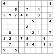 Het is de bedoeling dat: Iedere rij de getallen van 1 tot 9 bevat Iedere kolom de getallen van 1 tot 9 bevat Ieder vakje de getallen