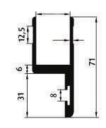 (mm) L H 0001656 6500 34 32-1,44 2,5 25,5 30,5 2,5 U-profiel met lip geanodiseerd of bruut U-profile with stopper anodised