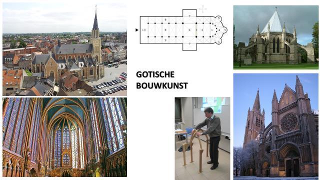 romaanse stijl de kenmerken: zware muren veelal kerken, met het kruis als grondvorm rondboogvorm (zie ramen) en tongewelven geïntegreerd beeldhouwwerk * Gotische bouwkunst Vanaf ongeveer 1200 nam de