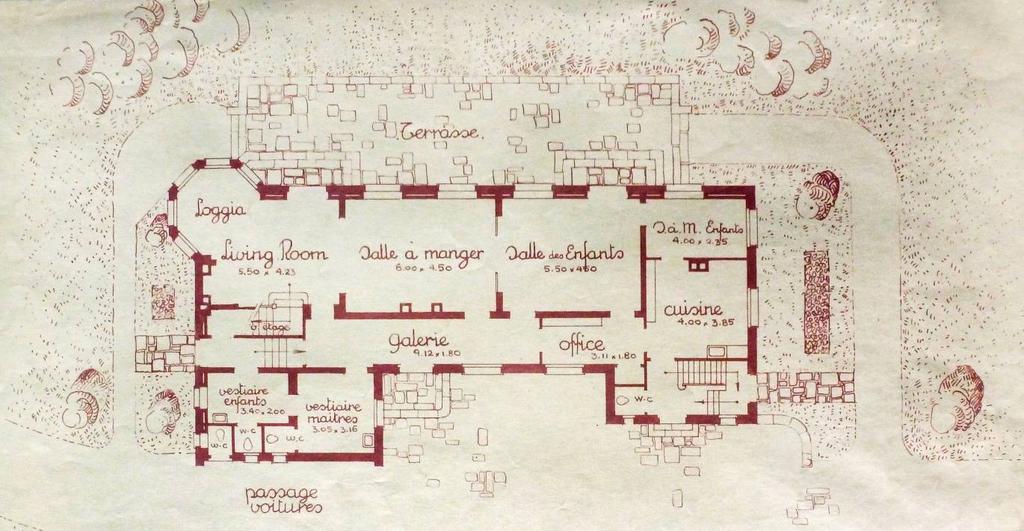 Plan van het huis van mevr. Flipo in Mont d Halluin, 1931, inkt op papier van Ch. Bourgeois, coll. C.H.L.