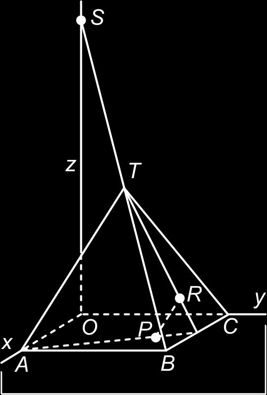 57 a Zie figuur. Toelichting. P is het midden van MN. Het snijpunt van BP met OT is Q. De schaduwstukken zijn de lijnstukken MQ en NQ. b (x, y, z) = (t, t,3t) en (x, y, z) = (2 + 2s,2 + 2s,3 3s).