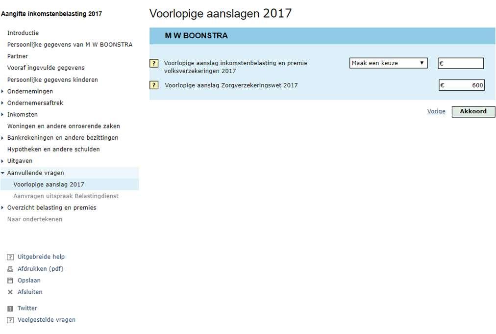 De premies voor een aanslag zorgverzekeringswet (ZVW) 2017 heeft u mogelijk van uw zakelijke rekening betaald.