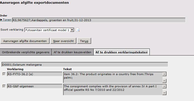 om de gegevens in te U kunt ook het fytosanitair certificaat eerst bekijken door op te klikken.