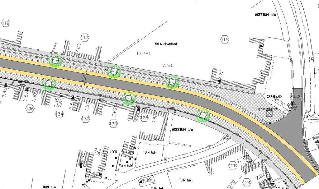 Wegenisontwerp: Bikschotestraat Detail rijwegprofiel Profiel