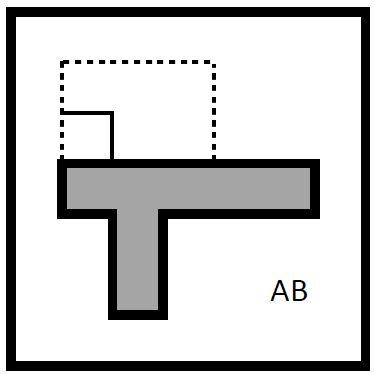 Kies op basis van de ruimtelijke isometrische voorstelling in de figuur boven links welke voorstelling van de snede correct is. Er is slechts één mogelijkheid correct.