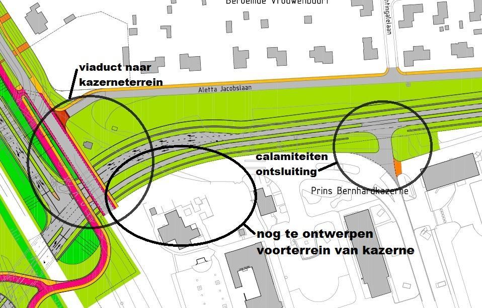 Defensie en de gemeente Amersfoort hebben gezamenlijk geconcludeerd dat de toepassing van een viertakskruising niet wenselijk is.