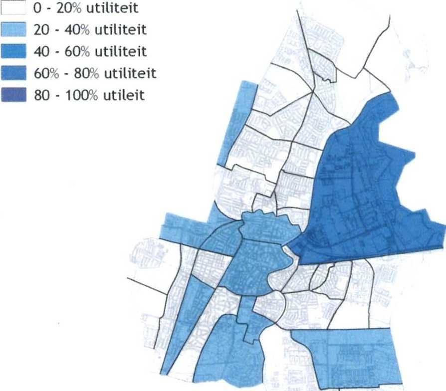 Figuur 24 Percentage utiliteitsbouw per buurt