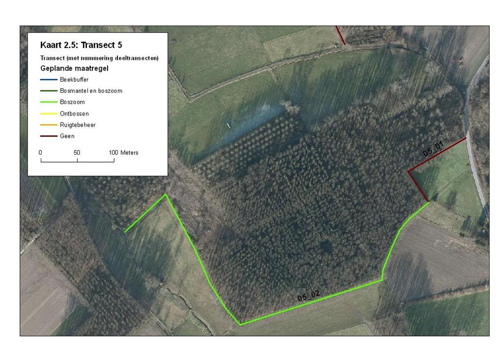 Resultaten Transect 5 Deeltransecten: 05-01: loopt tussen een meidoornhaag en een graasweide.