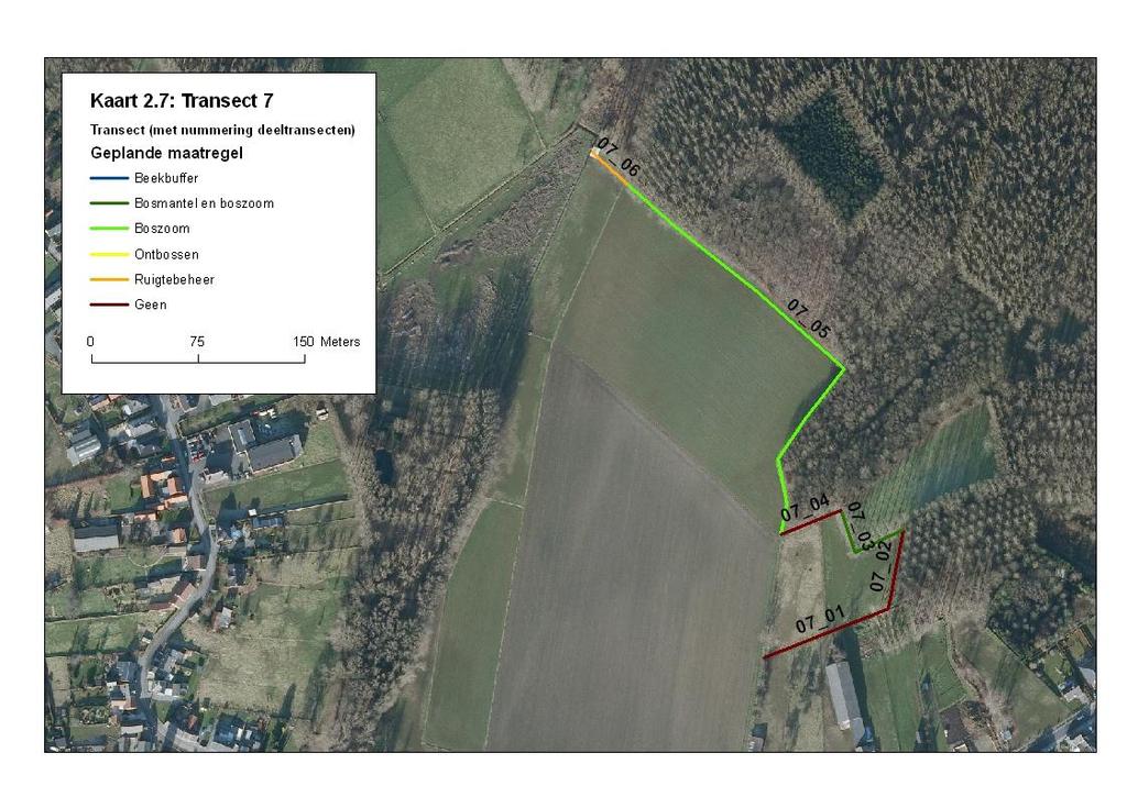 Resultaten Transect 7 Deeltransecten: 07-01: is niet meer toegankelijk, door een kortgegraasde paardenwei en een tuin met hoge draad.