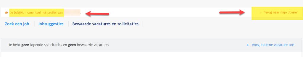 Zorg er dus voor dat deze informa e up-to-date is. Via de link Vacatures & sollicita es kom je terecht in het profiel van de burger, net zoals de burger dit ziet.