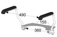 Toiletbeugelsets 244200 - geschikt voor staand en duoblok/wandcloset armlegger(s) afzonderlijk opklapbaar 49 cm tussen armleggerkussens armleggerkussen zwart 5 cm breed polyurethaan zitting