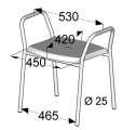 Douchestoelen/-krukken afzonderlijk opklapbare armleggers 39 cm voorzien van armleggerkussens zit en