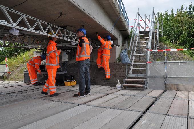 Viaduct Zijlweg Metingen Verticale verplaatsing dek Zakking van dwarsbalk Scheurwijdte op enkele plaatsen Rekken Rotatie