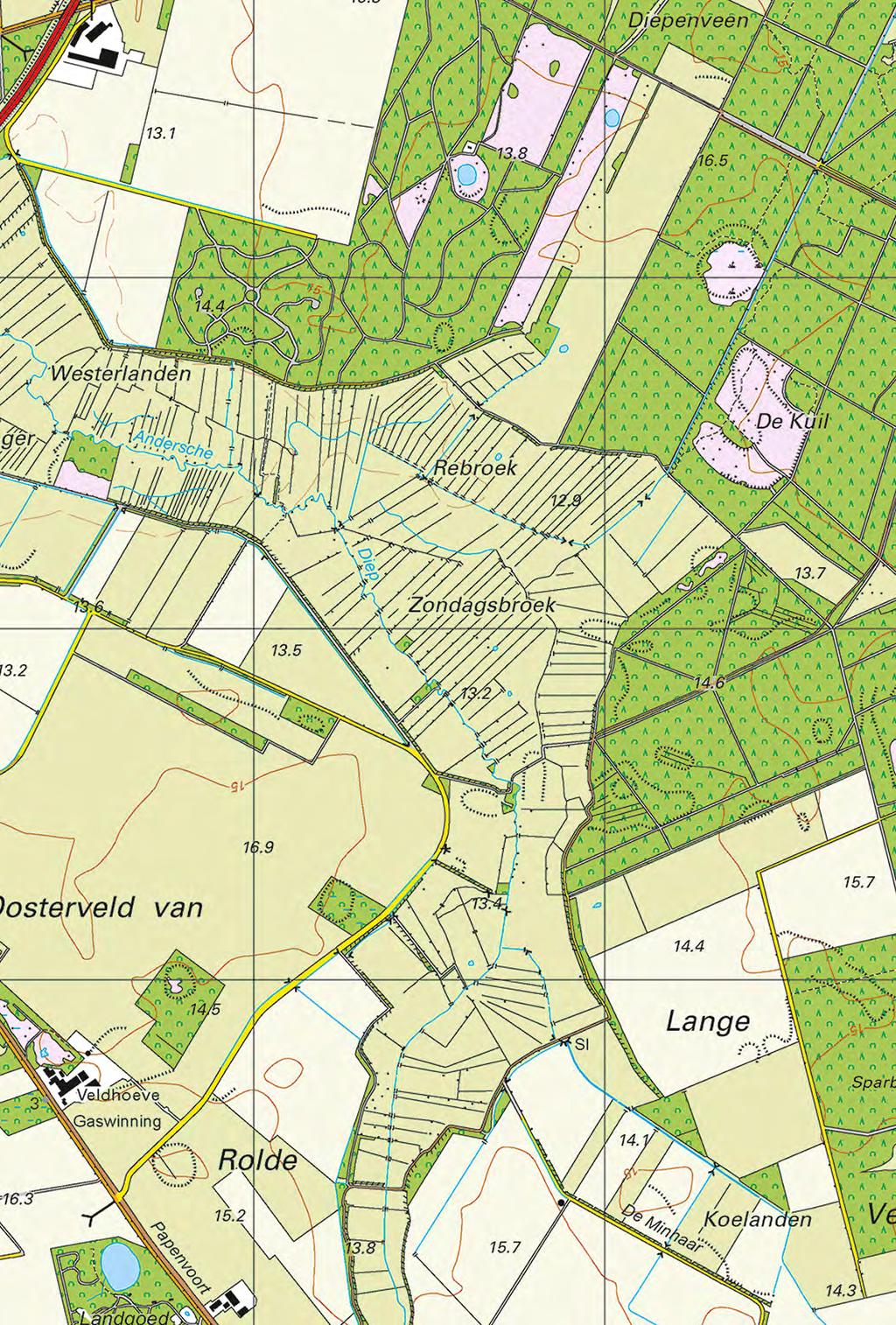 Wandelroute Andersche Diep Tik op de oranje nummers in de kaart voor meer informatie.