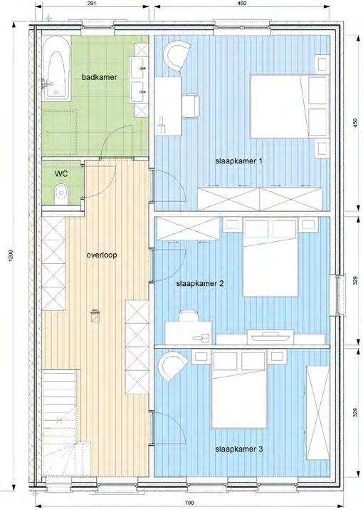 Woning 02 Deze uitzonderlijk ruime woning bevindt zich rechts in het woongebouw links. De bewoonbare oppervlakte op de gelijkvloerse en de eerste verdieping bedraagt maar liefst 190 m²!